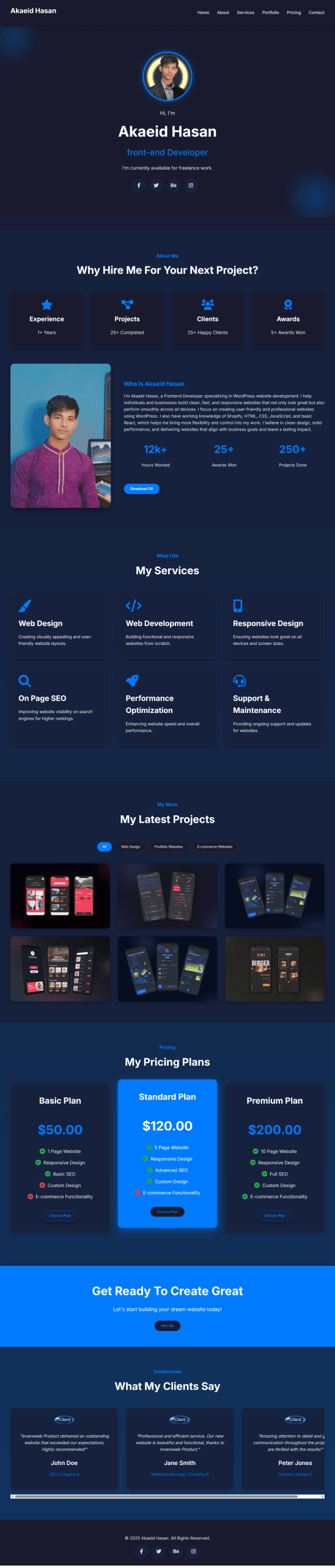 Personal portfolio website design preview