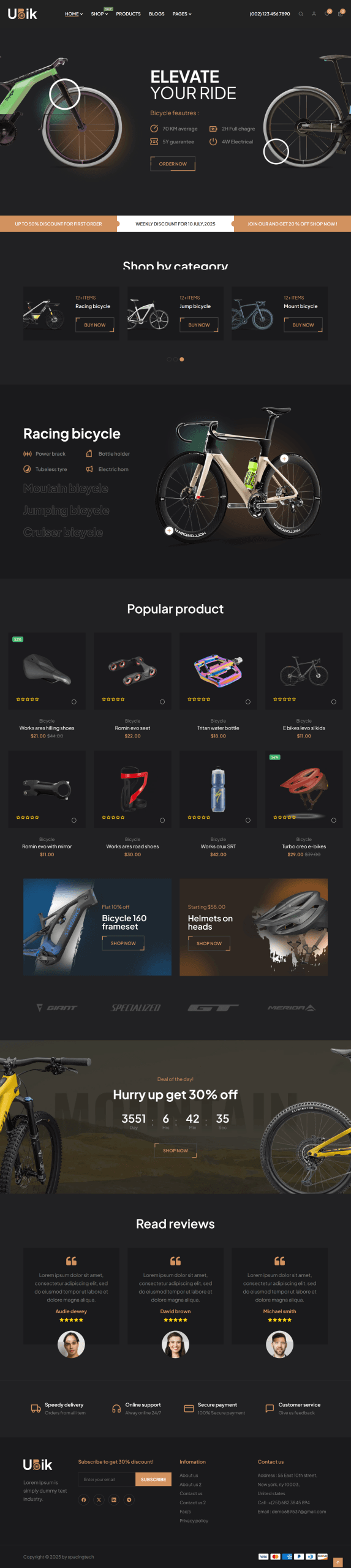 Bicycle e-commerce website design preview